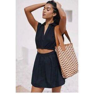 NWT By Anthropologie Cut Out Mini Dress Black Summer Vacation Size Small